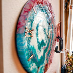 Rose Gold- Fluid-art Clock