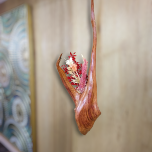 Wall-Mounted Cedar Roots Section W/ Dried Flower Display