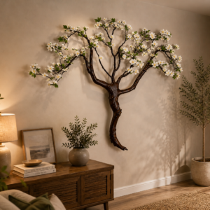 White Foliage Wall-tree Sculpture